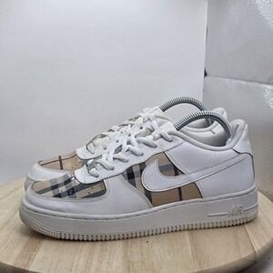 Womens Size 8.5 - Nike Air Force 1 Low Shoes White Custom Burberry paint